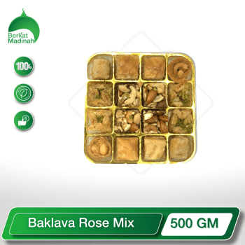 Indulge in the captivating blend of rose and baklava with our Baklava Rose Mix. This exquisite collection features an array of authentic Middle Eastern-inspired treats, each crafted with layers of flaky phyllo dough, fragrant rose syrup, and the irresistible crunch of premium pistachios. Savor the perfect harmony of flavors in every bite.
